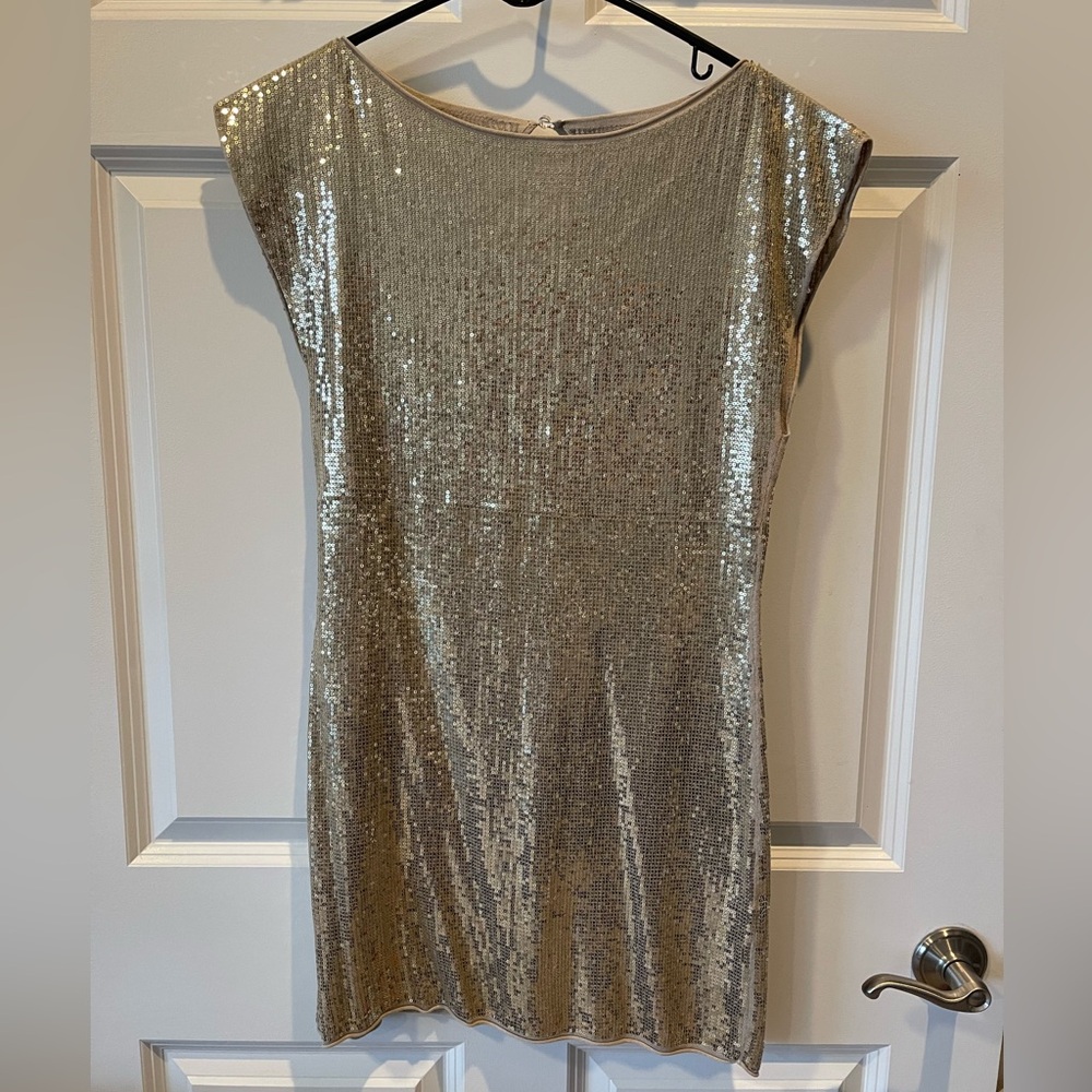 Alice + Olivia Gold Sequin Mini Dress